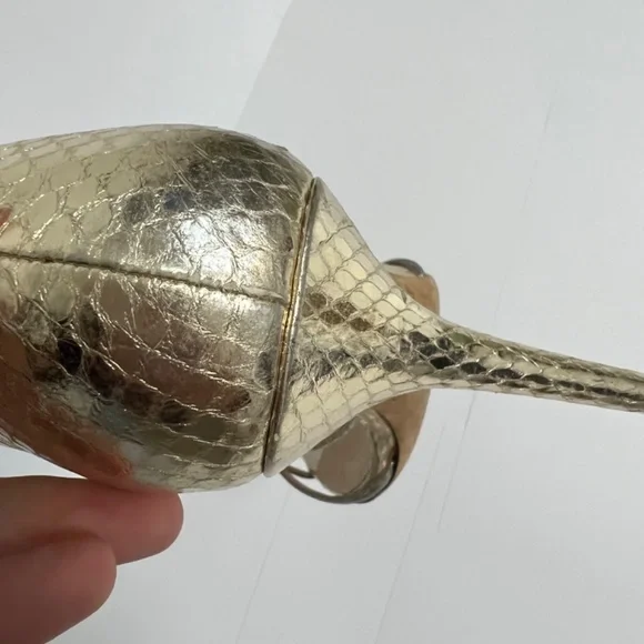 Jimmy Choo Straits D’Orsay Gold Heels - Picture 7 of 14